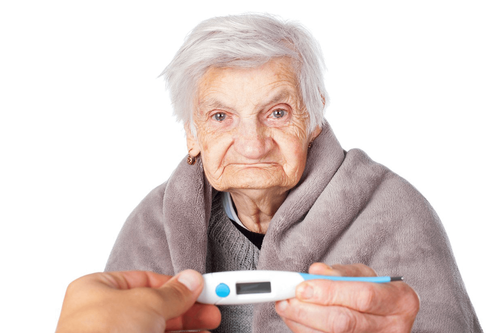 Old Woman suffering from Flu