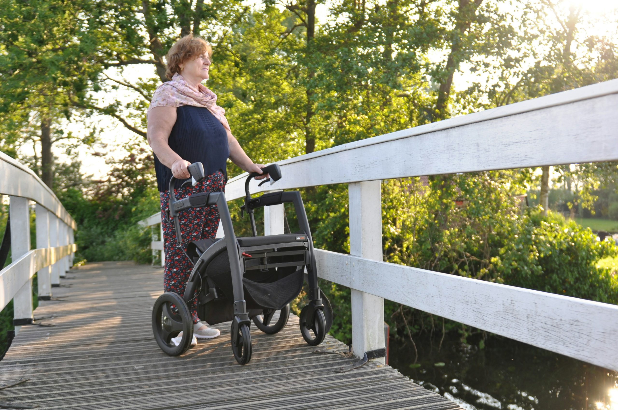 person with mobility aid with parkinsons