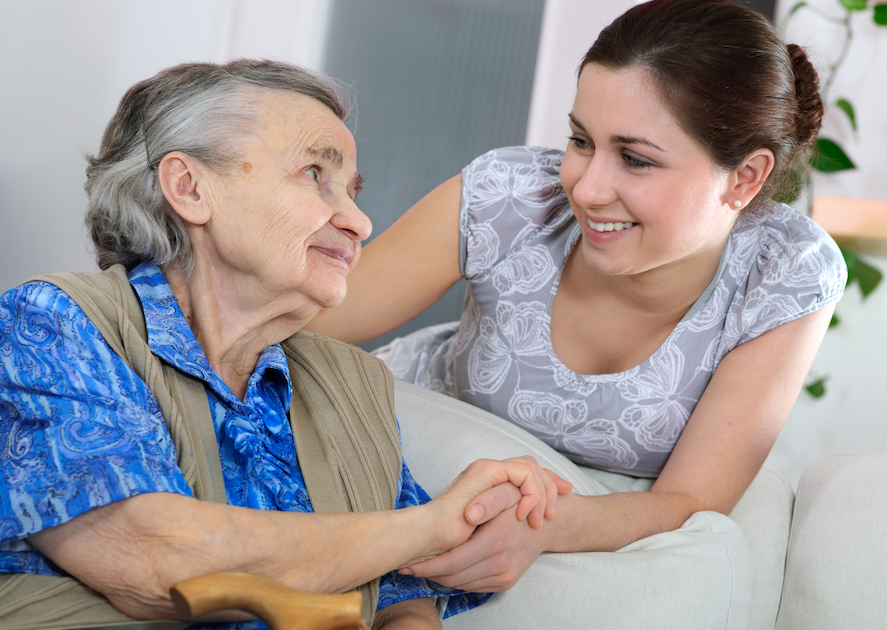 Care giver with elderly client