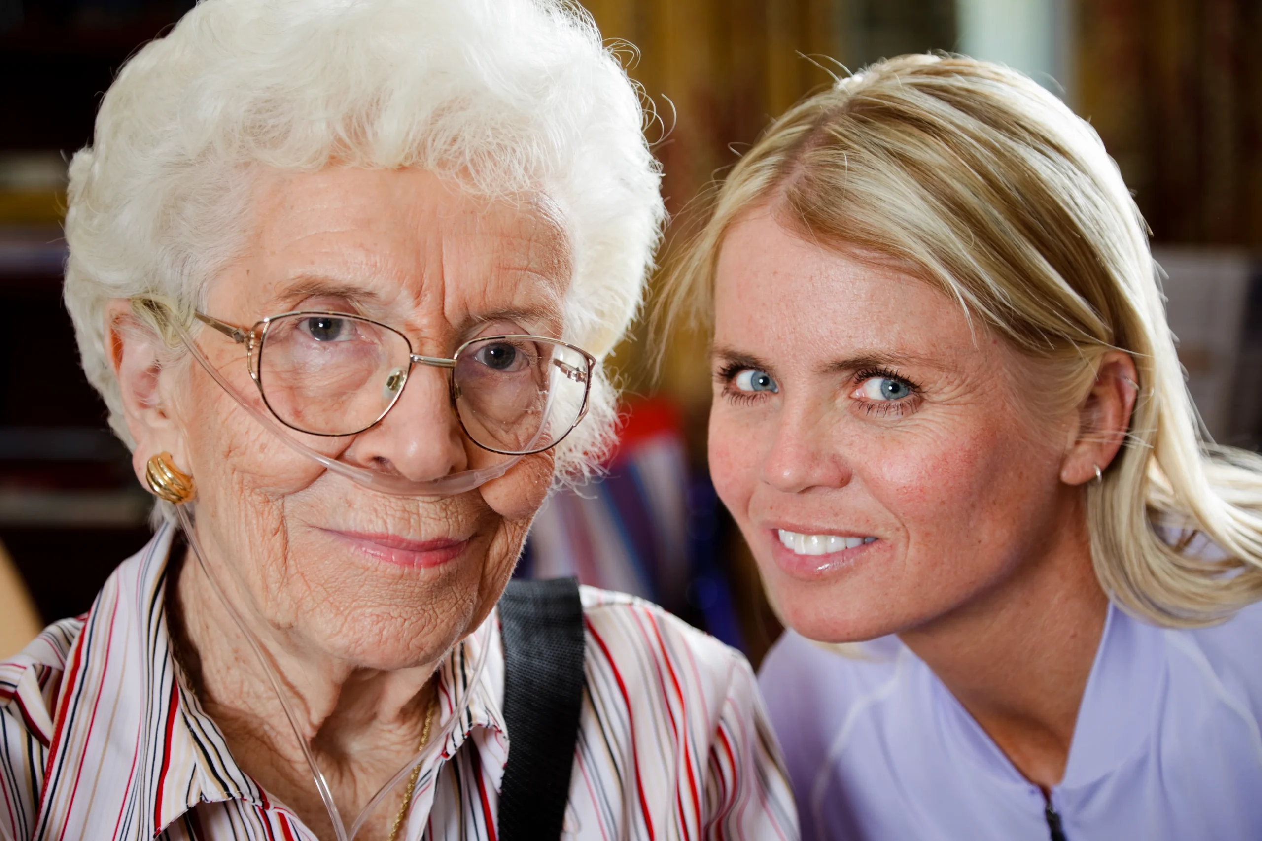 A Visiting Angels carer providing CQC rated home care to an elderly woman at home in Kidlington, Oxfordshire — compassionate, professional, trusted support