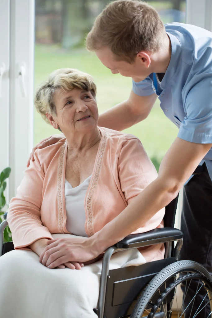 A Visiting Angels carer providing personal care and support to an elderly woman at home in Oxford, Oxfordshire — compassionate, professional, CQC rated home care
