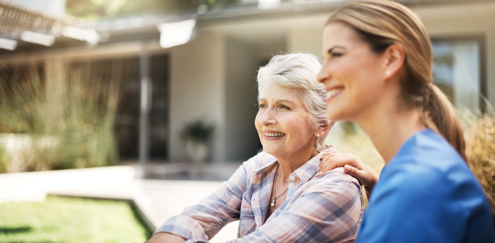 A Visiting Angels carer providing home care services to an elderly woman at home in Oxford, Oxfordshire — compassionate, professional, CQC rated home care