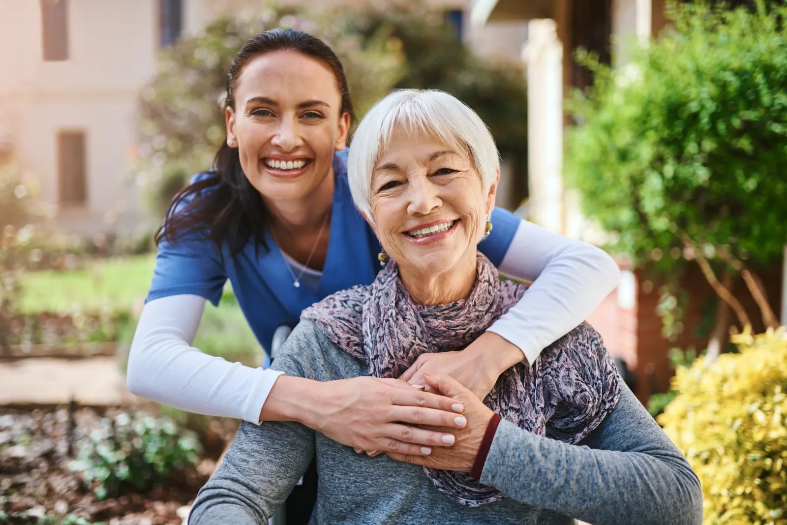 A Visiting Angels carer providing live‑in care services to an elderly woman at home in Wheatley, Oxfordshire — compassionate, professional, CQC Good rated home care