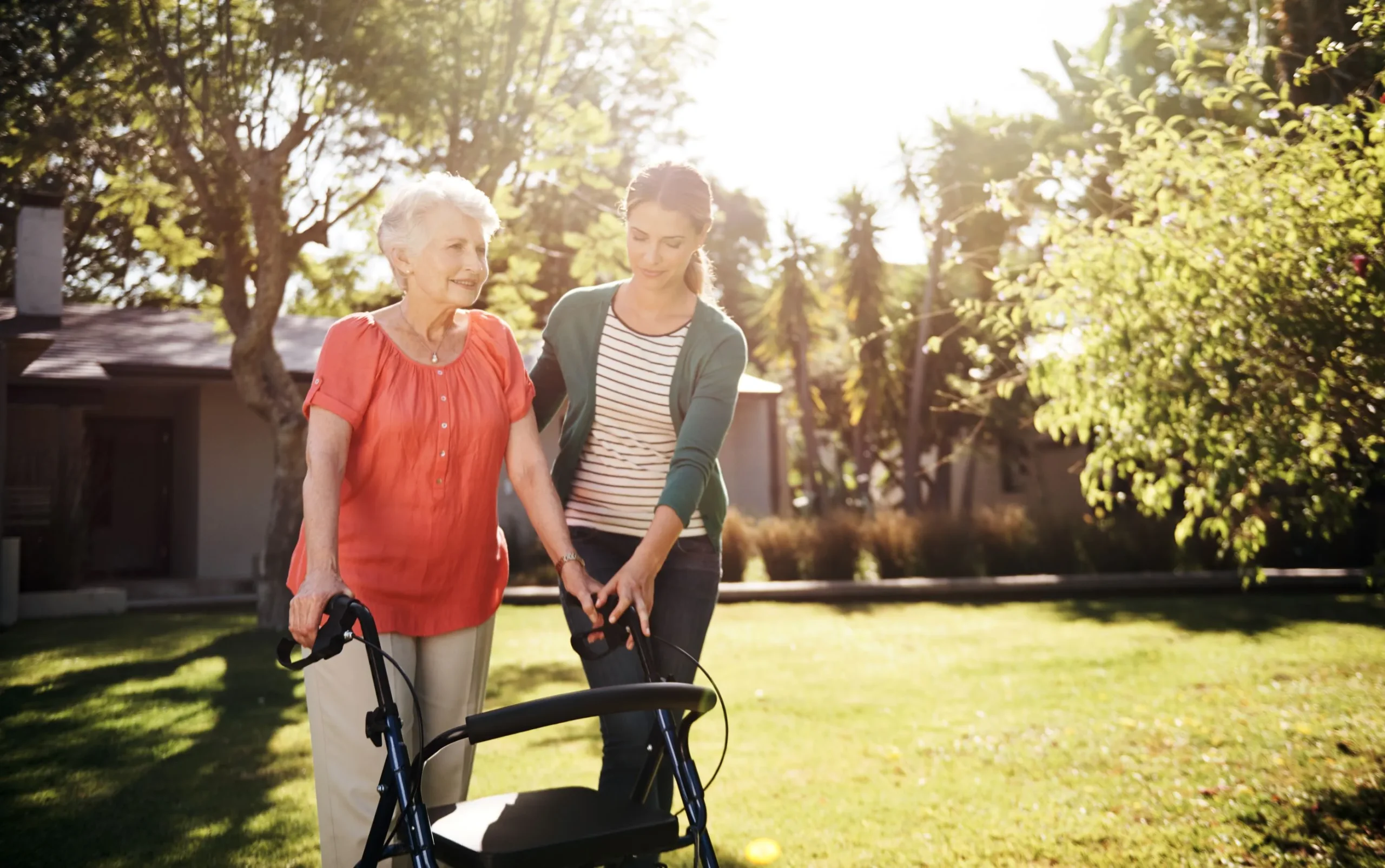 A Visiting Angels carer providing fall prevention care to an elderly woman in Oxford, Oxfordshire — compassionate, professional, CQC rated home care